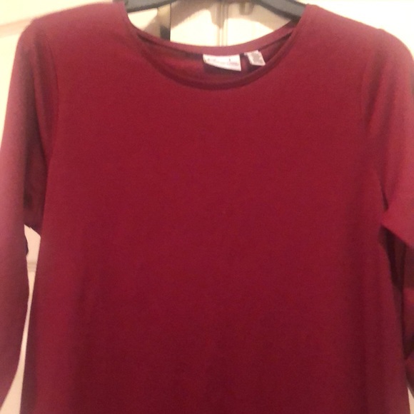 Kim Rogers-Small Petite Tunic w/Sheer Band at Hem, Ruched Sleeve,  3/4 Sleeve - Picture 3 of 5